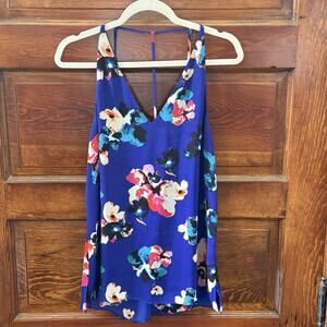 Sam Edelman Womens Summer Top Sz L Aniya Printed Ruffle V-neck Yellow & Brown